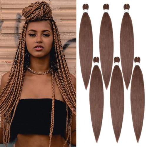Umylar 32-Inch Pre-Stretched Braiding Hair Extensions - Brown Yaki Synthetic