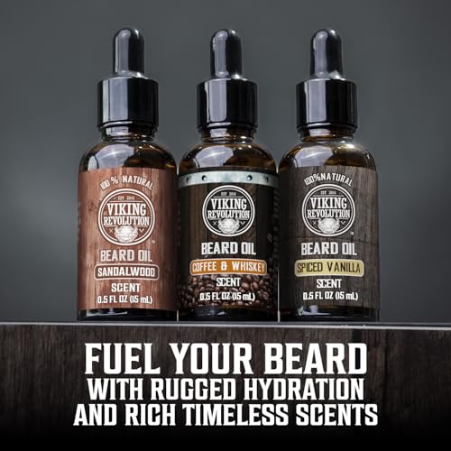 Viking Revolution Ultimate Beard Care Collection - Gifts for Men Includes Oil, Balm, Brush, Comb and Pen - Beard Kit for Men with Sandalwood, Spiced Vanilla, Coffee Whiskey, Sweet Tobacco