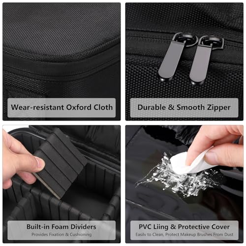 GZCZ Small Travel Makeup Bag - Portable Cosmetic Train Case with Strap