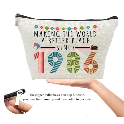 1986 40th Birthday Makeup Bag for Women - Funny Gift, Travel Cosmetic Organizer