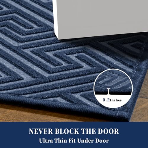 Navy Blue Non-Slip Bath Rug 17"x24" - Quick Dry & Absorbent