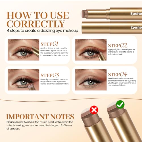 LuLuTone 3-Color Gradient Eyeshadow Stick - Long Lasting & Waterproof
