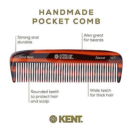Kent Tortoiseshell Wide Tooth Detangling Comb for Thick & Curly Hair - Handmade, 1 Pack