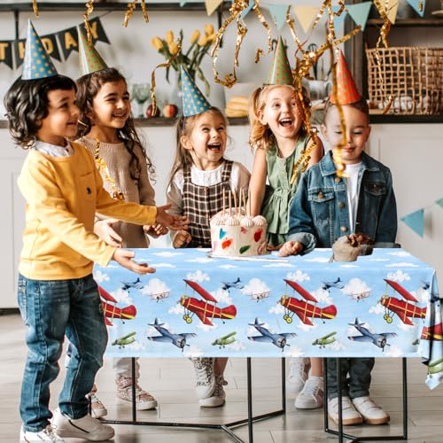 3pcs Airplane Party Tablecloths - Disposable Plastic Covers for Kids