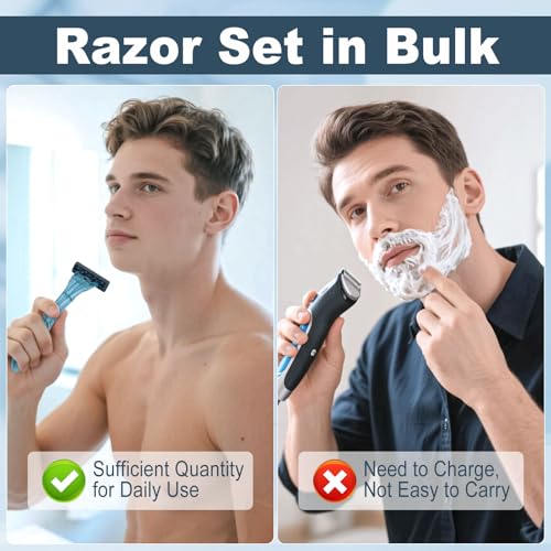 30-Pack Disposable Razors with Shaving Cream – Travel-Friendly Men's Safety Razors