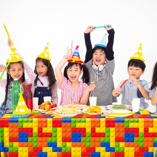3-Pack Building Block Tablecloths - Colorful Waterproof Party Covers