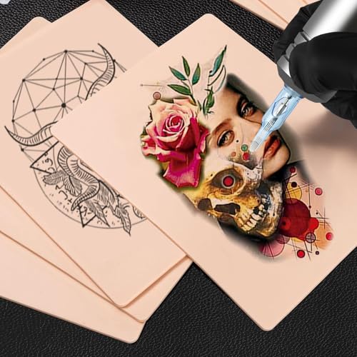 Jconly 3mm Thick Tattoo Practice Skin - 10 Pack Double-Sided Silicone Sheets