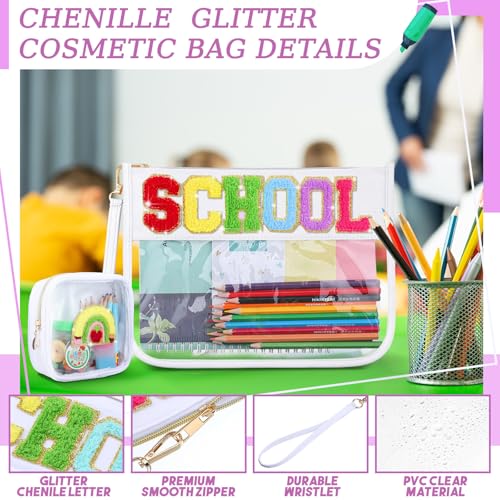 Pencils Theme Clear Makeup Bag - 2 Pcs Waterproof PVC Pouch