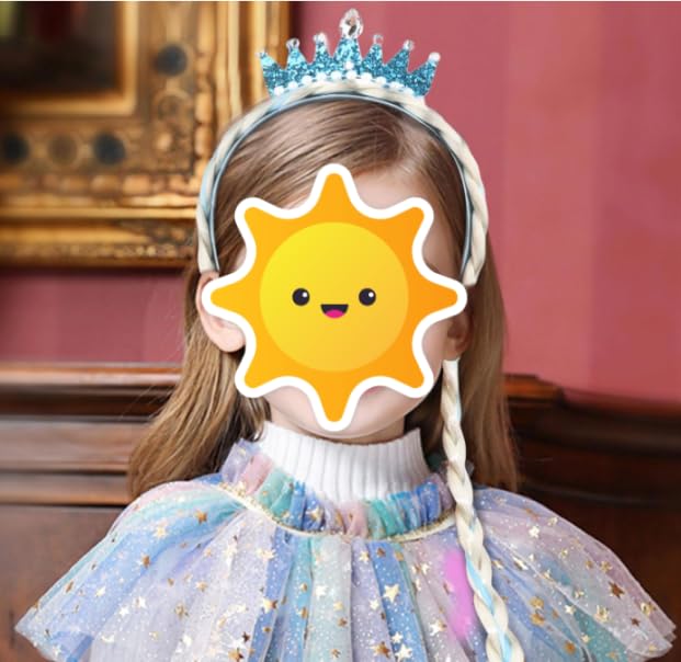 Blue Braided Costume Headband with Crown, Long Blonde Braid Hair Accessory