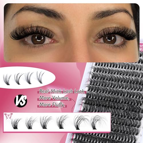 Yawamica Fluffy Mink Lash Extension Kit 300pcs DIY 10-20mm Volume Lashes with Bond & Remover