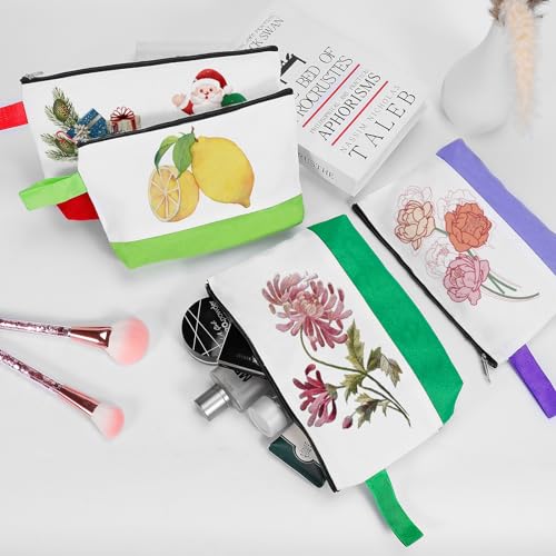 XS Multicolor Cotton Canvas Makeup Bag - 10 Pack, DIY Travel Pouch