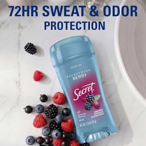 Secret Fresh Antiperspirant Deodorant for Women, 72hr Breathable Sweat & Odor Protection, Instant Freshness & Gentle, PH Balancing Minerals, Clear Gel, Refreshing Berry Scent, 2.6 oz (Pack of 2)