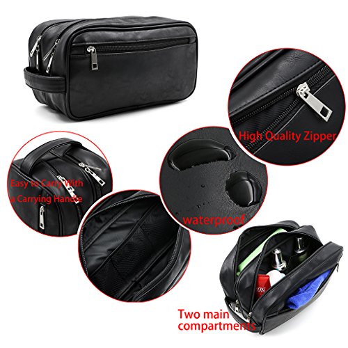 Sumnacon Waterproof Travel Toiletry Bag – PU Leather Organizer for Men & Women, 11.22 x 5.12 x 6.1 inches