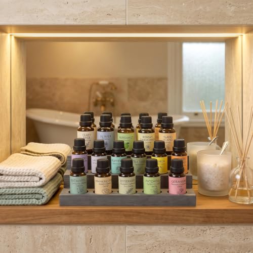 Gray Wood 3-Tier Essential Oil Display Stand - Holds 17 Bottles