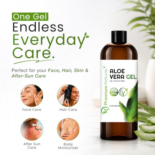Premium Nature Pure Aloe Vera Gel for Face & Skin - 8 fl oz Pack of 1