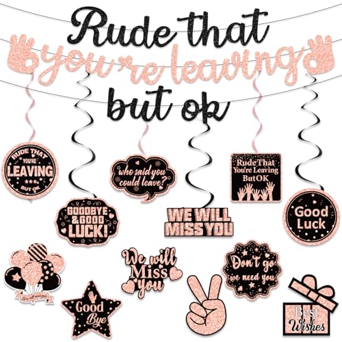 Pre-Strung Rose Gold Glitter Goodbye Banner for Farewell Parties
