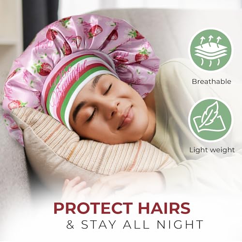 Pink Premium Silk Satin Sleeping Bonnet for Hair Protection