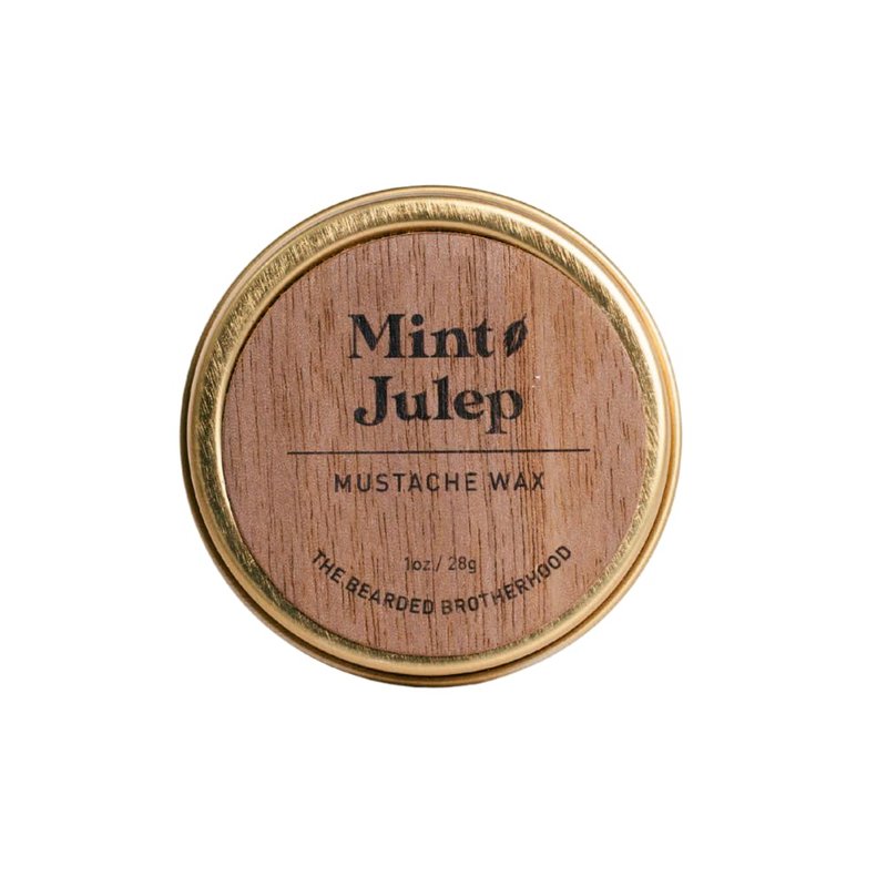 The Bearded Brotherhood Mint Julep Mustache Wax — 1 oz Tin, Strong Hold, Natural & Handcrafted (Bourbon + Mint Scent)