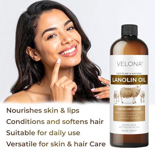 Velona Lanolin Oil - 8 Fl Oz Cold Pressed Refined USP Grade - Skin & Hair Moisturizer