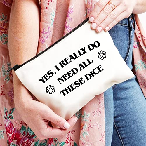 YES I NEED DICE Makeup Bag - Portable Cosmetic Pouch for Gamers