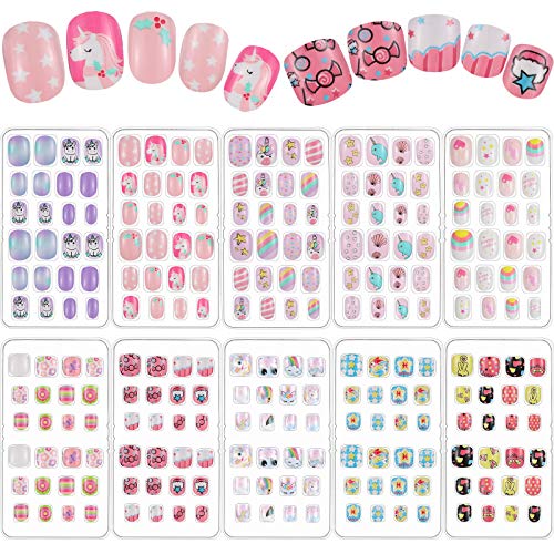 Maitys Rainbow 240 Pcs Press On Nails Set for Girls