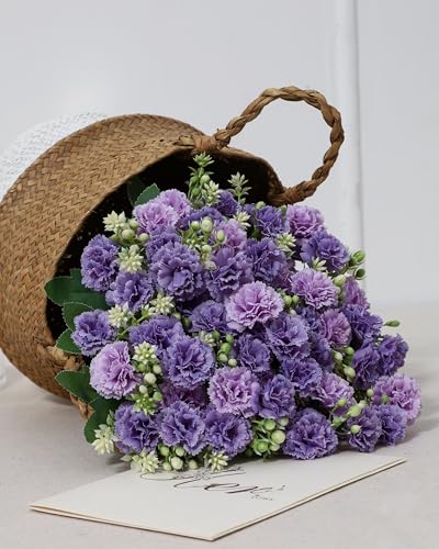 DuHouse Silk Carnation Flowers - 6 Bundles for Home & Wedding Decor