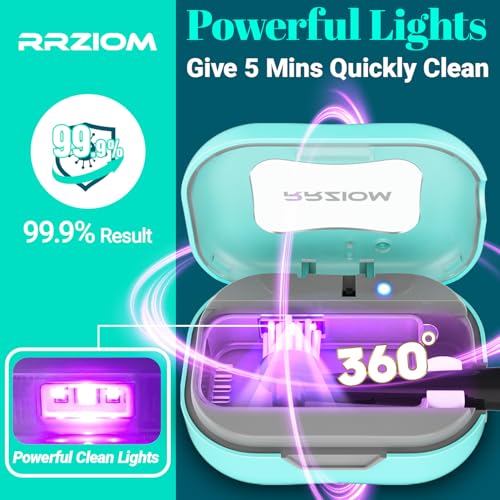 RRZIOM Blue Toothbrush Sanitizer Case - Portable Rechargeable Cleaner