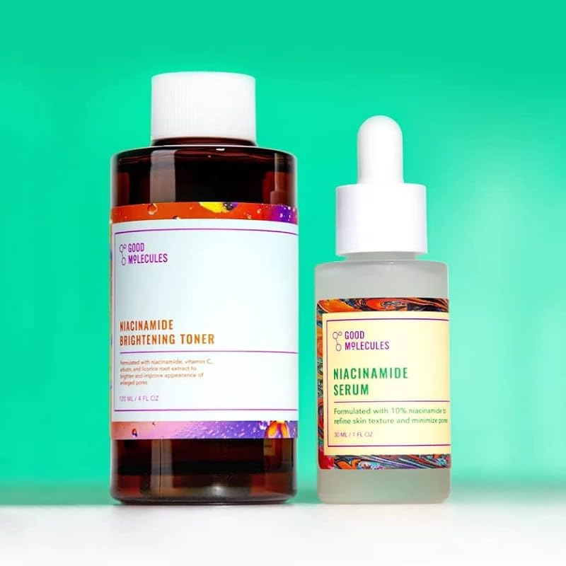 Good Molecules Niacinamide Duo Set – Brightening Toner & 10% Niacinamide Serum for Pores & Texture