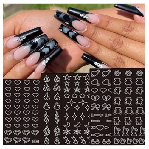 24 Sheets Nail Art Stencils - Butterfly, Flower, Heart Designs