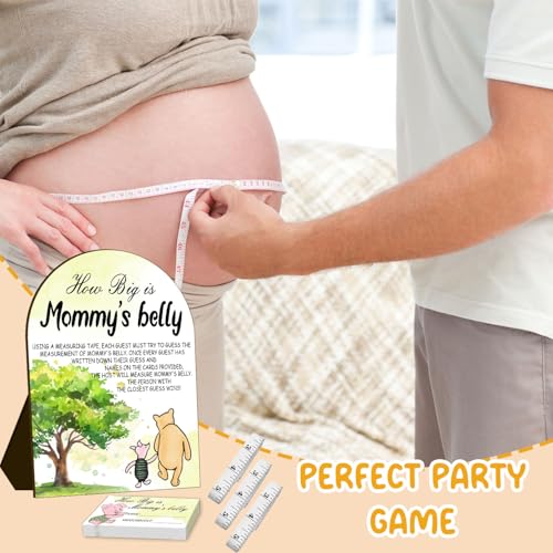 Winnie the Pooh Baby Shower Game Set - 54pcs Belly Measuring & Guest Cards