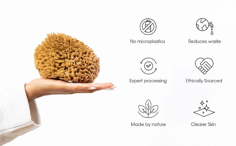 Naroa Medium Natural Sea Sponge | Gentle Bath Loofah for Smooth Skin