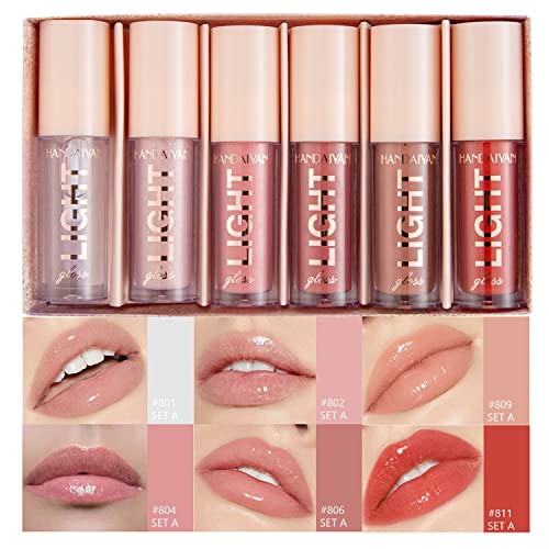 BANGFENG Set A 6-Pack Lip Oil & Gloss Kit - Hydrating, High Shine, Plumping Lip Glosses