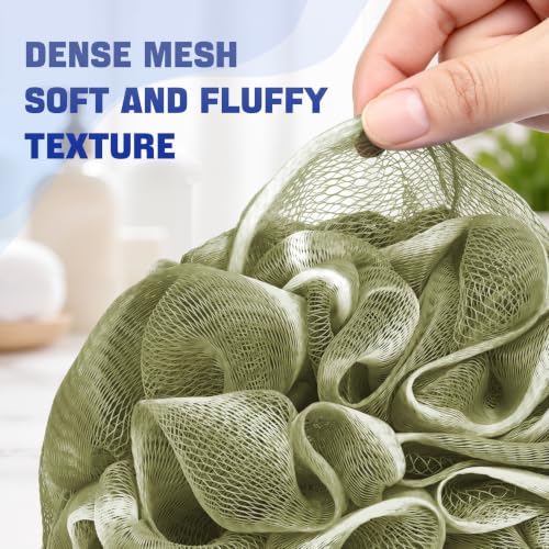 AmazerBath Large Exfoliating Loofah Set of 4 - White, Grey, Pink, Army Green