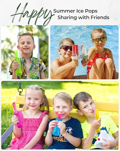 AODISTUCE Silicone Popsicle Holders Set with Neoprene Sleeves - 8 Pack, No Drip Design for Kids