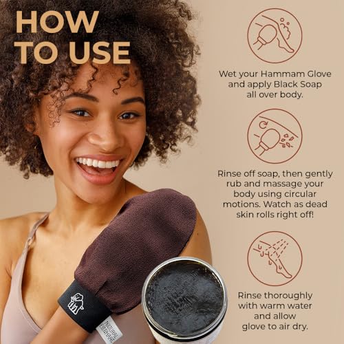 Natural Elephant Moroccan Kessa Exfoliating Body Scrub Mitts - 5 Pack