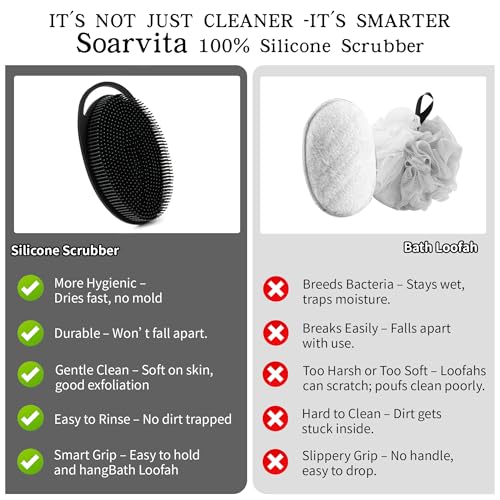 2 Pack Silicone Body Scrubber – Gentle Exfoliating Shower Brush