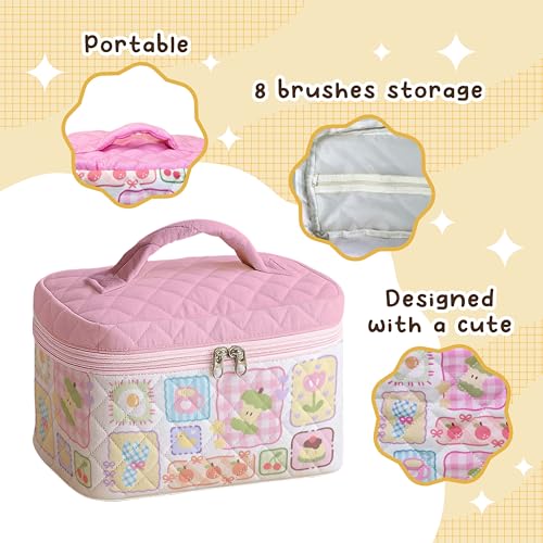 Cute Fruit Makeup Bag for Women - Large Quilted Travel Organizer