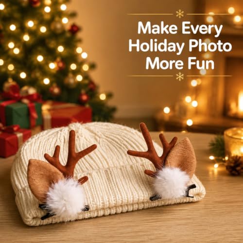 Christmas Reindeer Antler Headband - Brown Cute Ears Hair Clip Accessory