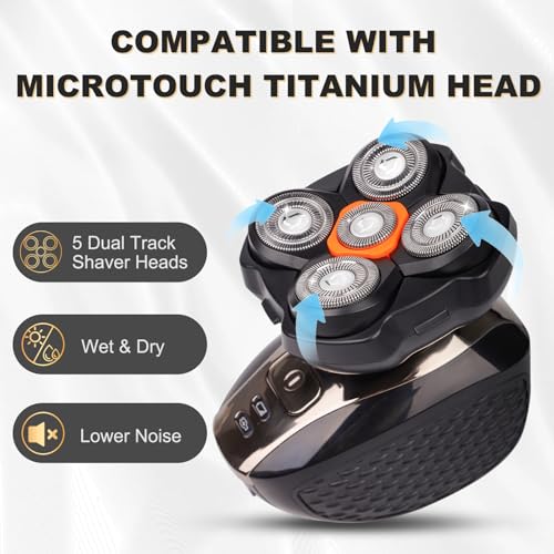 5D Replacement Heads for MicroTouch Titanium Head Shaver - Hypoallergenic & Waterproof