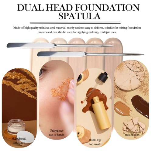 2PCS Stainless Steel Makeup Spatula - Foundation Mixing & Application Tool