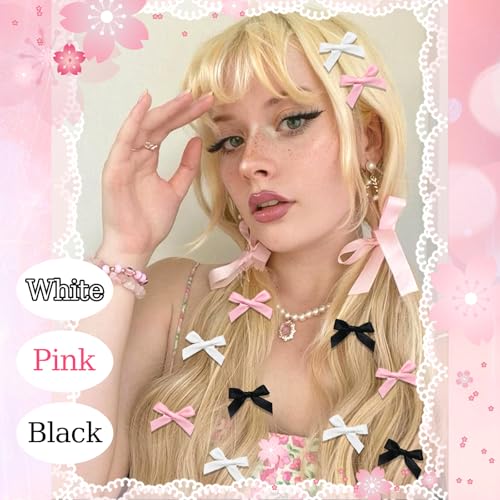 Beige 34PCS Pink Bow Hair Clips Set for Girls & Women - Satin & Tassel Style