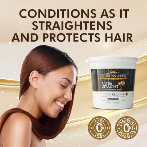 Dominican Magic Ultra Straight No Lye Relaxer - Professional Hair Relaxer System Hair Kit Ideal Hair Relaxer for Curly Hair Salon-Quality Smoothing Treatment, 7.4oz