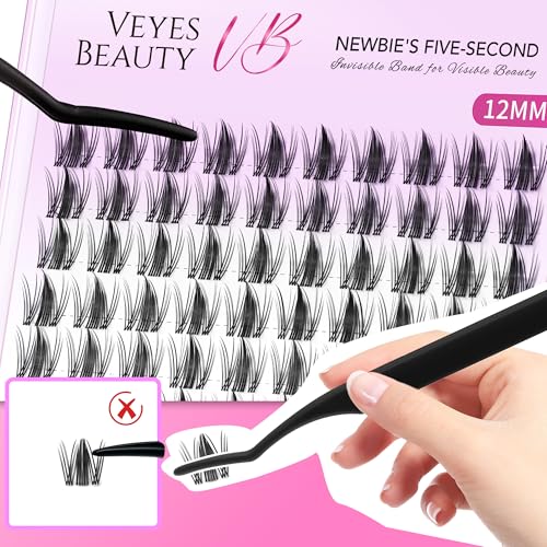 VEYESBEAUTY Manga Lash Clusters 12mm - DIY Individual Eyelash Extensions