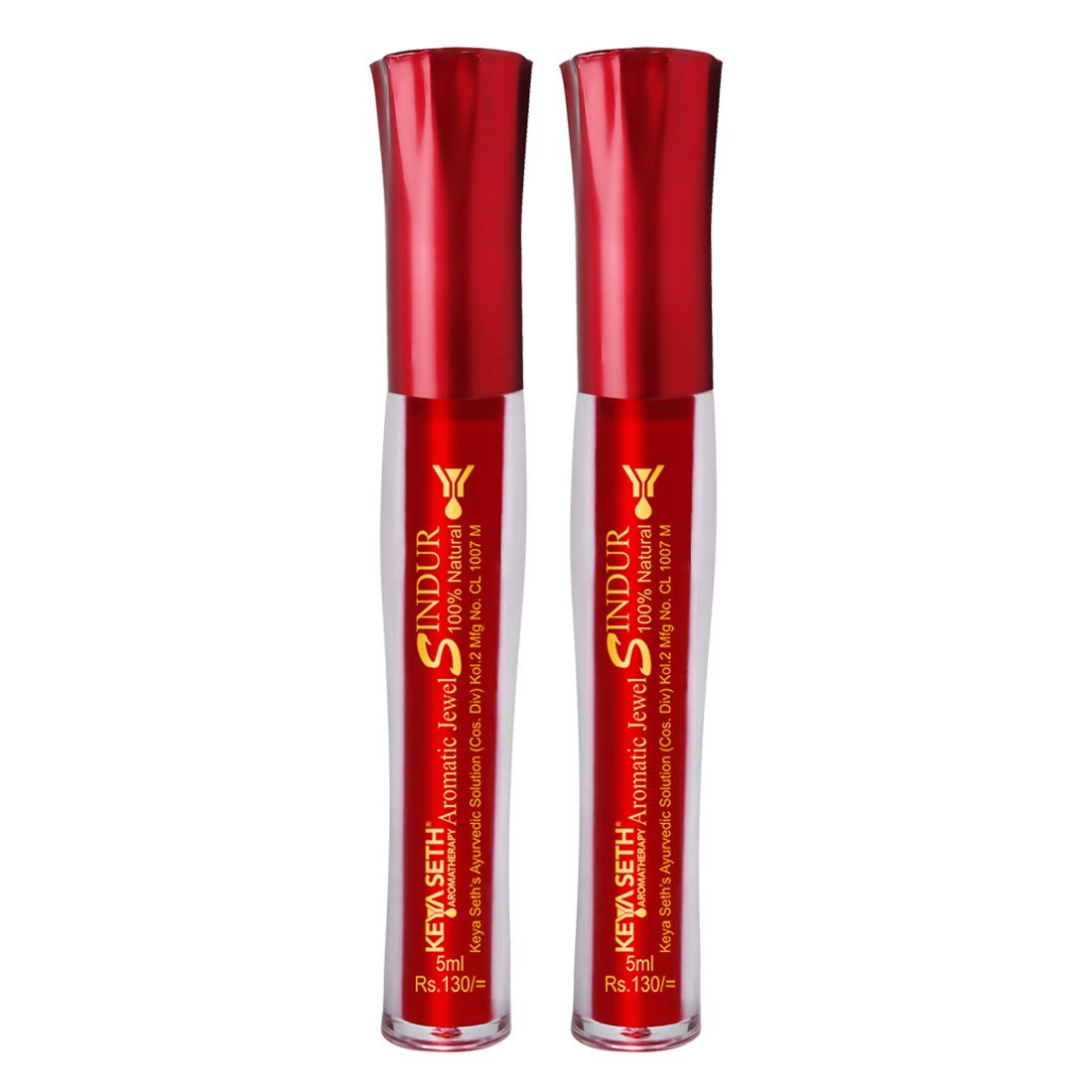 Keya Seth Aromatherapy, Liquid Sindur, Aromatic Jewel 100% Natural Herbal Extracts & Floral Pigments, Waterproof, Red (5ml) Pack of 2