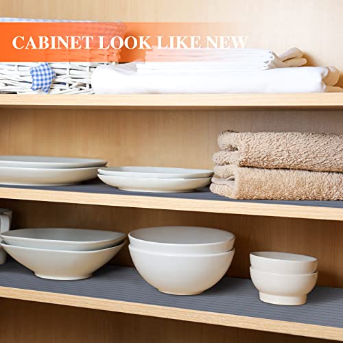 Mcrbeay Non-Adhesive Shelf Liner - Washable Kitchen Cabinet Protectors, Gray, 10" x 10 ft