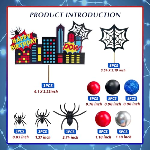 Spider City Theme Cake Topper Set - 38pcs Birthday Decorations