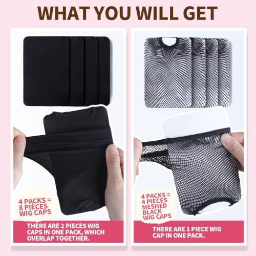 Fandamei 12PCS Nylon Wig Cap Kit – Black Stretchy Hair Net
