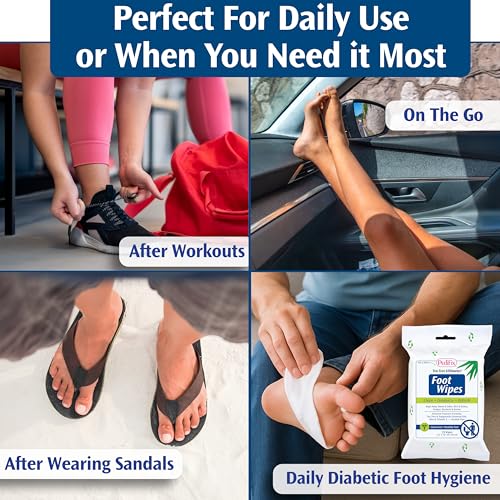 Pedifix Tea Tree Foot Wipes with Aloe, Peppermint & Vitamin E – Odor & Sweat Control