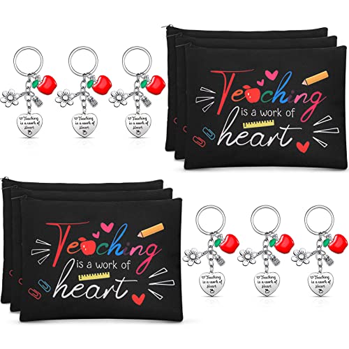 Sureio Black Teacher Gifts Makeup Bags & Keychains Set - Fresh Style