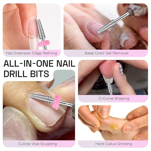 Depvko 3/32'' Nail Drill Bits - Carbide for Acrylic Gel Nails